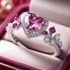 Huajie Sweet Heart Shape Sparking Cubic Zirconia Rings for Women Party Banque Girl Gifts Cute Accessories Fashion