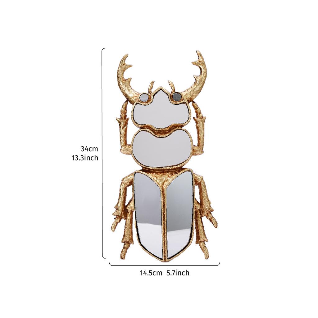 Golden Mirror Beetle Wall Decoration Resin Craftsmanship Centipede Insect Pendant Wall Decoration for Background Panel