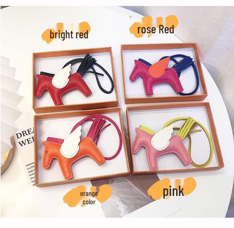 Engel Pegasus Handgenähter Lammfell Taschenanhänger - Niedliche Damenhandtaschen Dekoration & Autoschlüsselanhänger