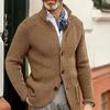 Men’s Casual Long Sleeve Solid Knit Cardigan - European & American Fashion Jackets