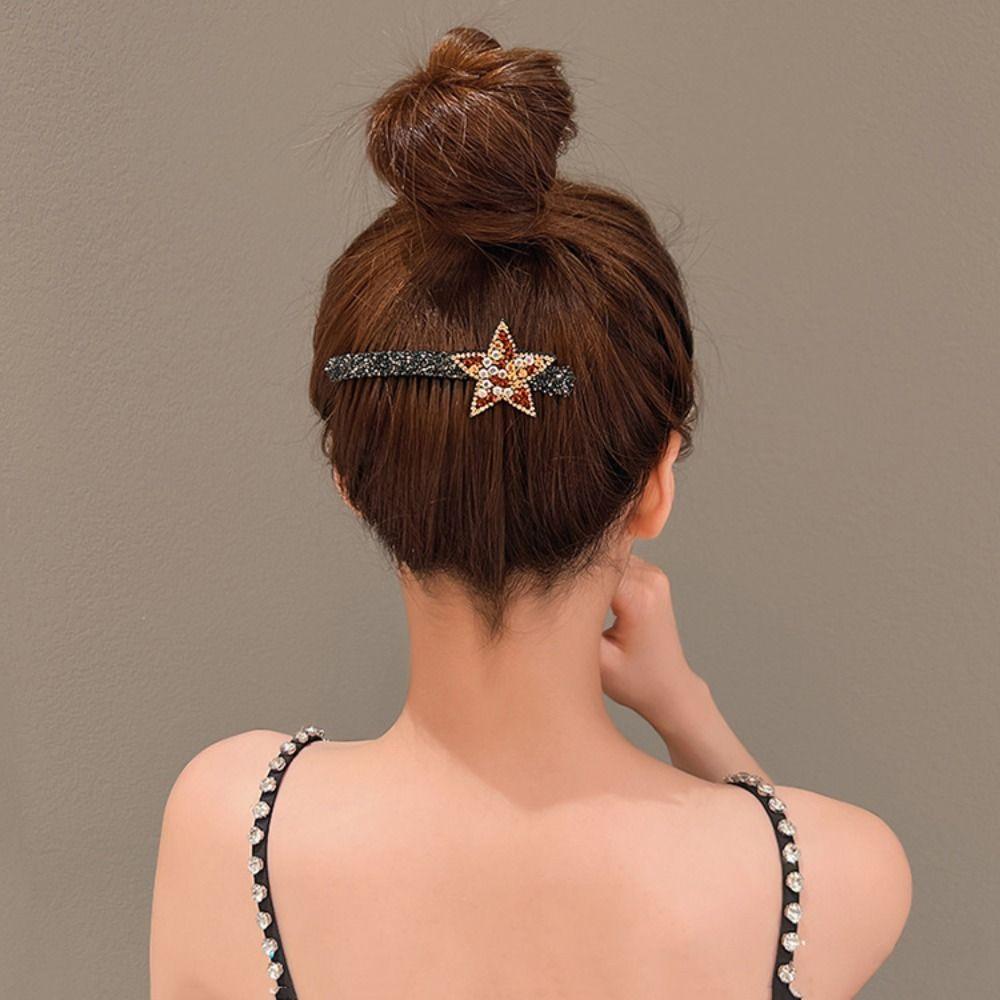 Pentagram Star Rhinestone Star Hair Comb Teeth Extra Hair Holder Sweet Broken Hair Comb  Lady