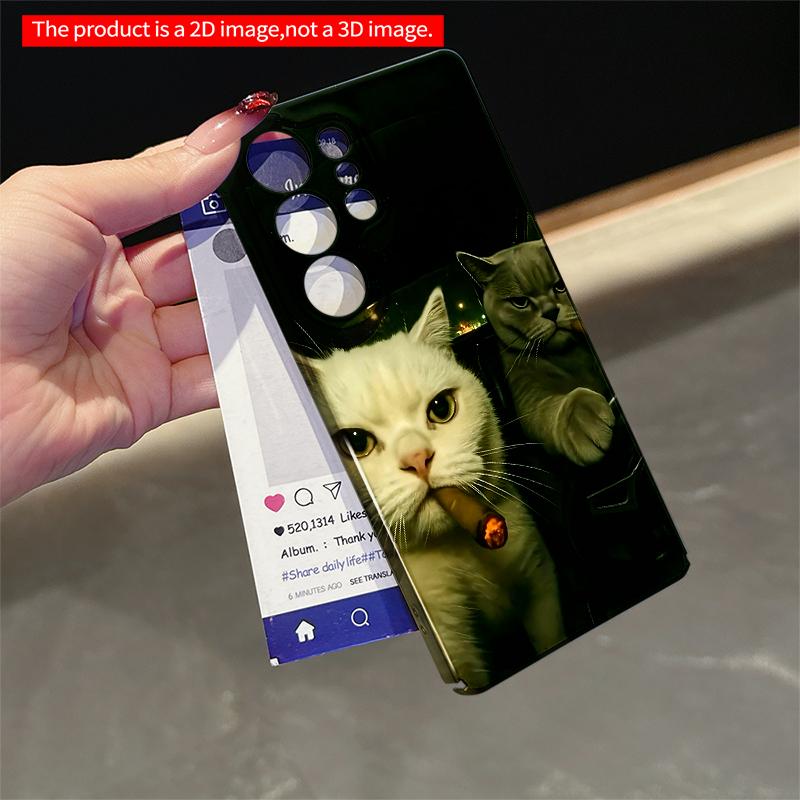 2DFlat Samsung Phone Case Night Drive Cats with Cigars Phone Case Applicable To Galaxy S22 S23 S24 S25ULTRA S26 A12 A13 A14 A15 A16  A34 A35 A54 A55