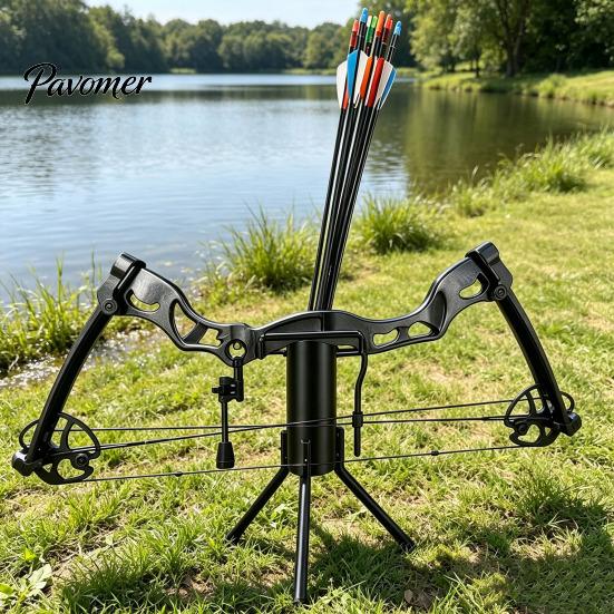 Compound Bow Holder Carbon Steel Archery Stand, Foldable Compact Storage Rack, Equipment Protection Large Capacity Ground for And Traditional