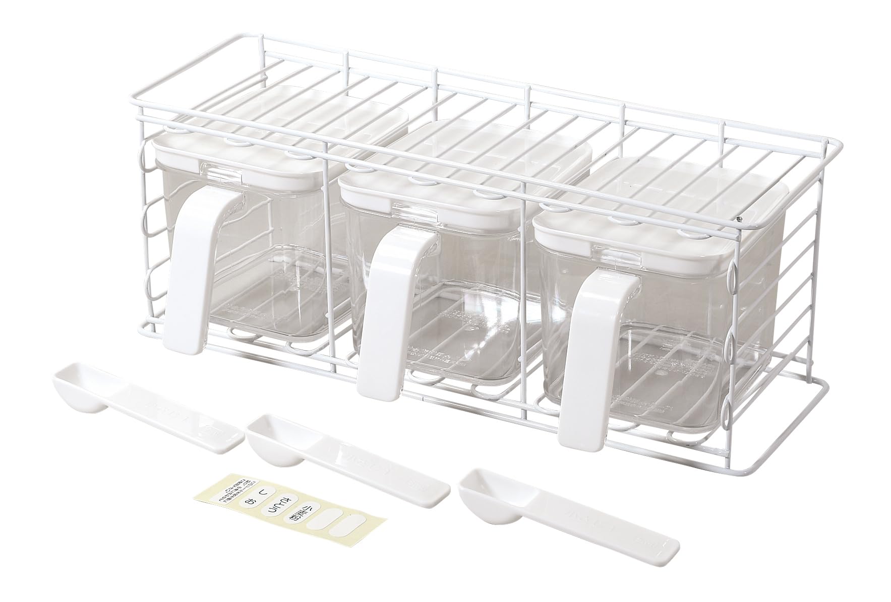 

Pearl Metal Seasoning Rack, Spice Rack with 3 Storage Containers, Vertical or Horizontal Use, White, Blanc Kitchen HC-472