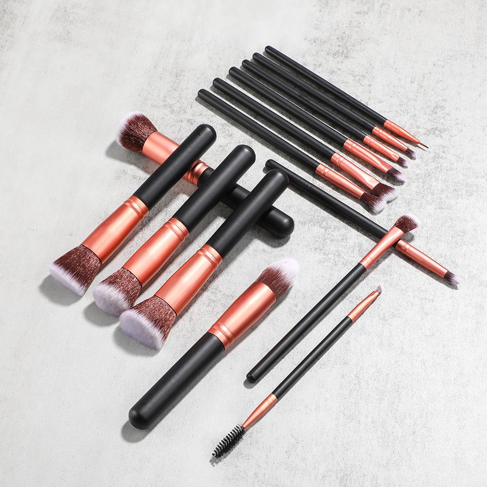 14Pcs Orange Rose Makeup Brush Set, Portable Soft Bristle Full Kit for Blush & Eyeshadow