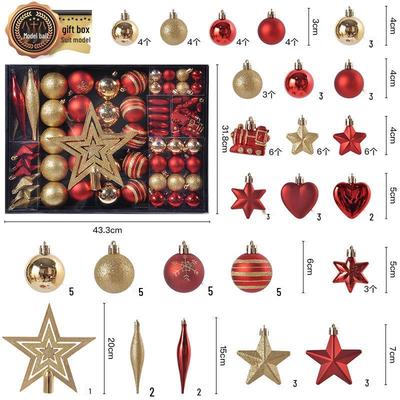 Christmas Red & Gold Tree Topper: 88 Irregular Shape Ball with Multiple Styles for Tree Decoration