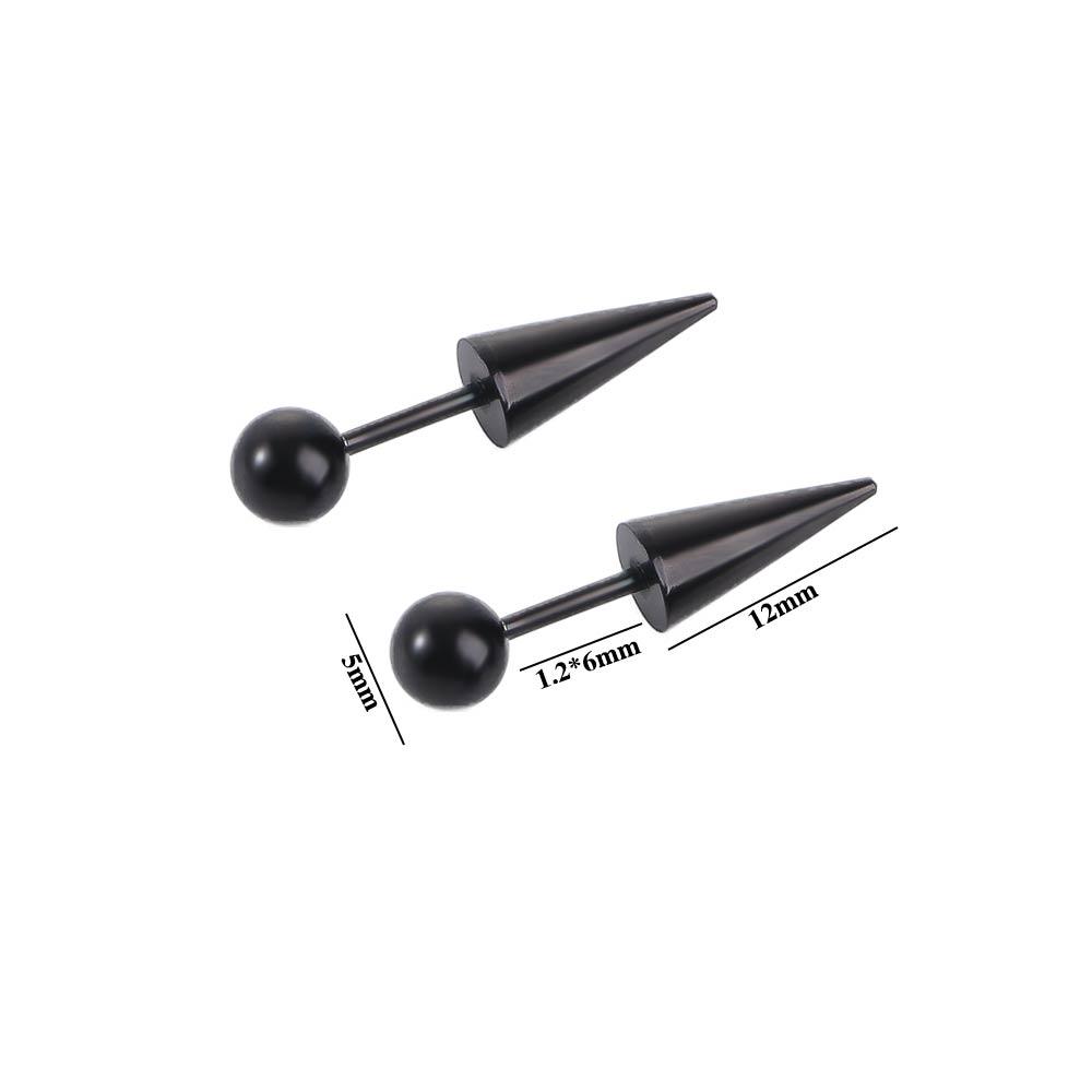 Gothic Spike Cone Tip Round Ball Men Fashion Jewelry Piercing Earrings Titanium Steel Ear Stud