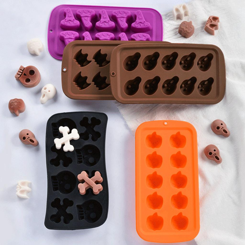 Víceformový silikonový tvar na čokoládu Dýně Duch DIY Netopýří Klobouk Čarodějnice Cukroví Sušenky Výroba Pečení Forma Halloweenská Párty Dortová Dekorace
