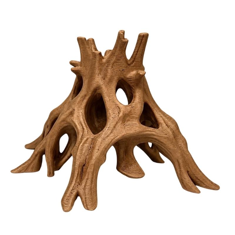 Aquarium Fish Shrimp Root Cave 3D Printed Piece for Water Habitat Display, Tree-Style Shelter Form for Aquascaping Resting Cover Viewing