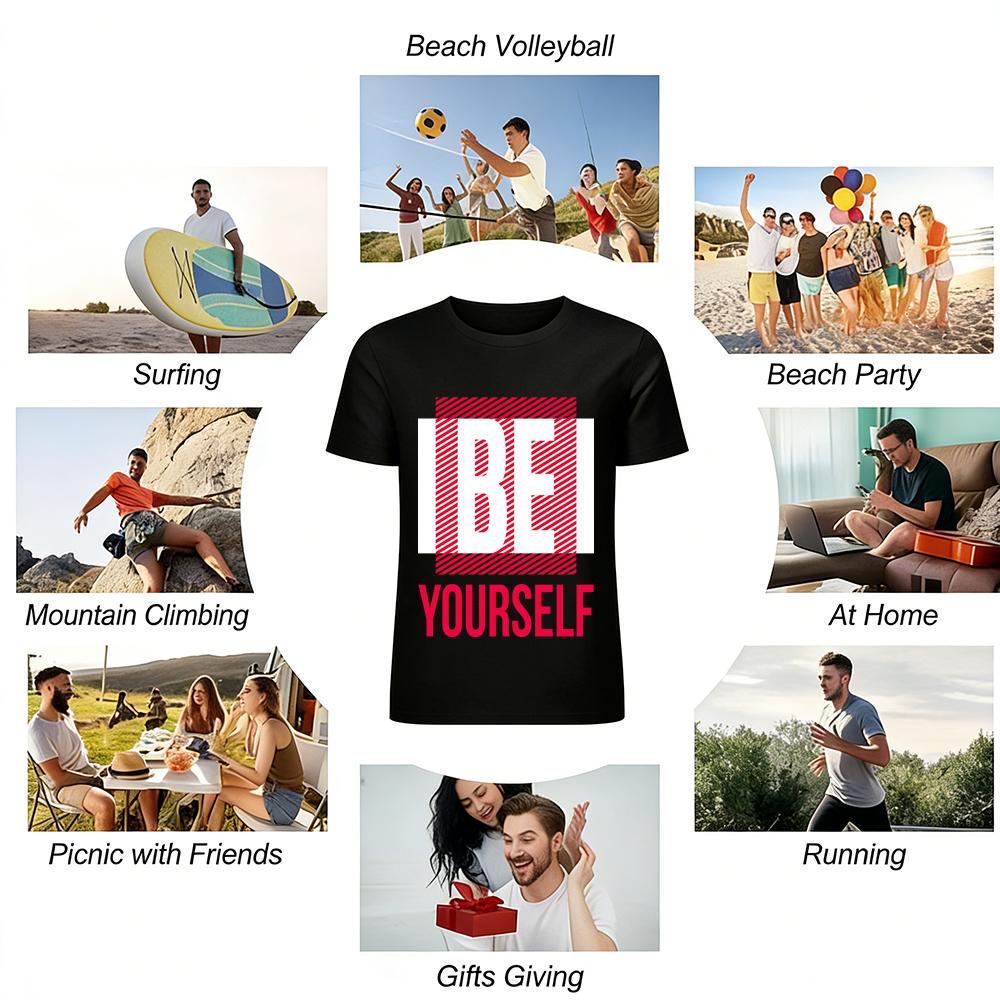 Be Yourself Slogan Printed Casual Cotton T-Shirt Pure cotton T-shirt