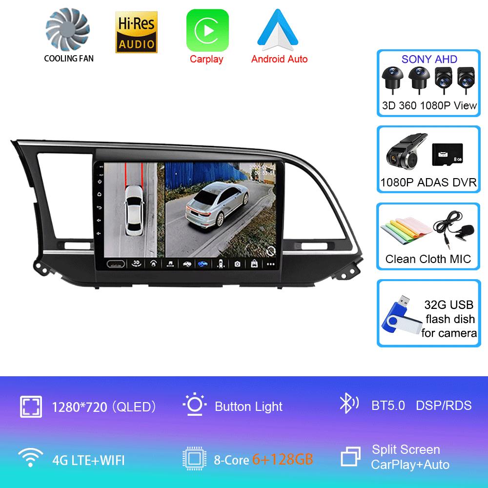 Android 14 Car Radio for Hyundai Elantra 6 2016 - 2018 Player Multimedia Video Stereo GPS Navigation No 2din 2 din dvd