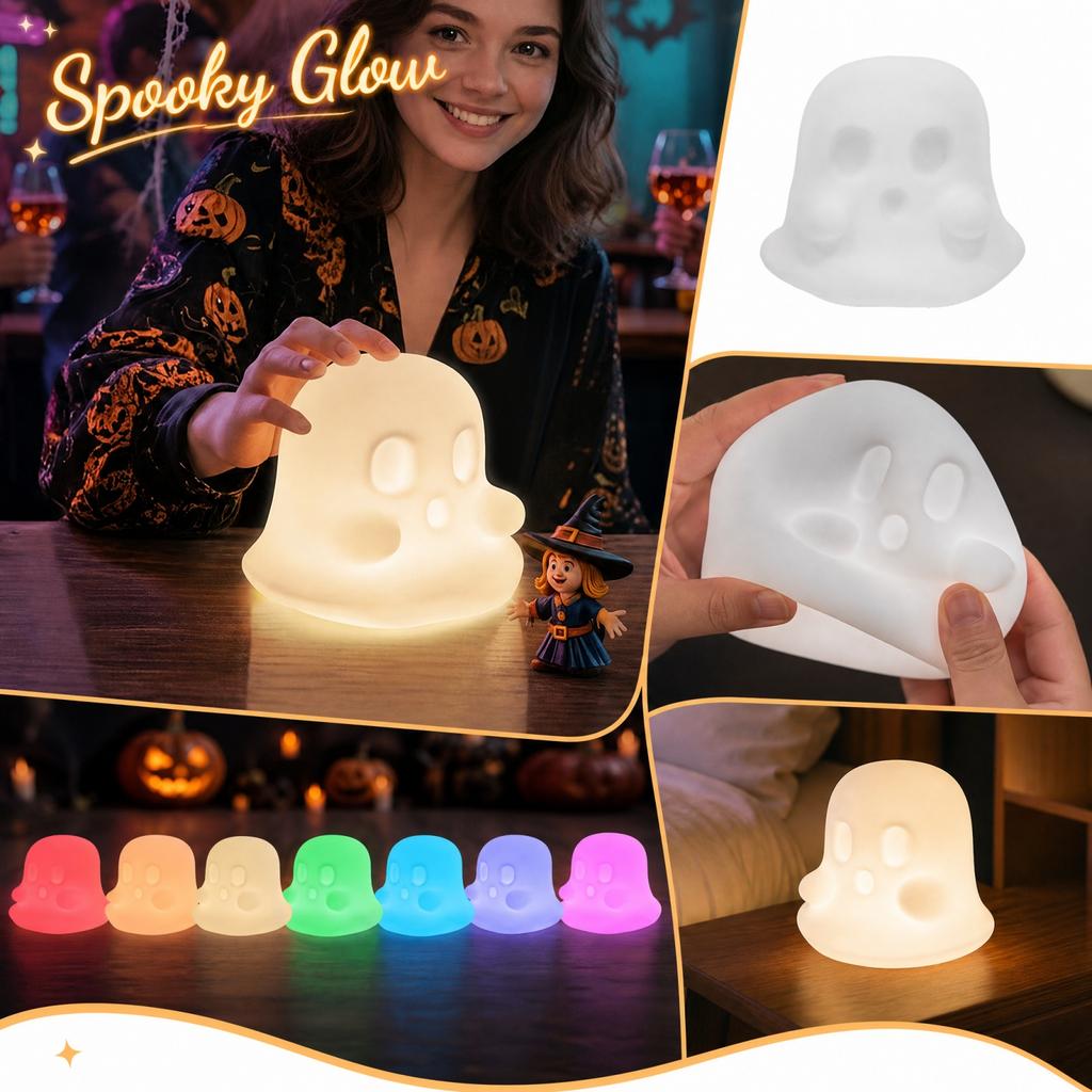 Silicone Night Light with Control 7 Color Changing Ambient Lamp for Bedroom