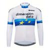 2025 Dimension Data Men'S & Women'S Long Sleeve Cycling Jersey - Moisture Wicking Polyester Knit Fabric, High Neck, Raglan Sleeves, Zipper Closur