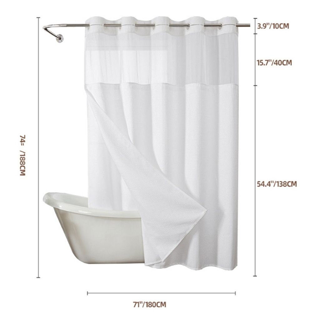 With Snap In Liner Hookless Shower Curtain Removable Shower Cover  Bathroom