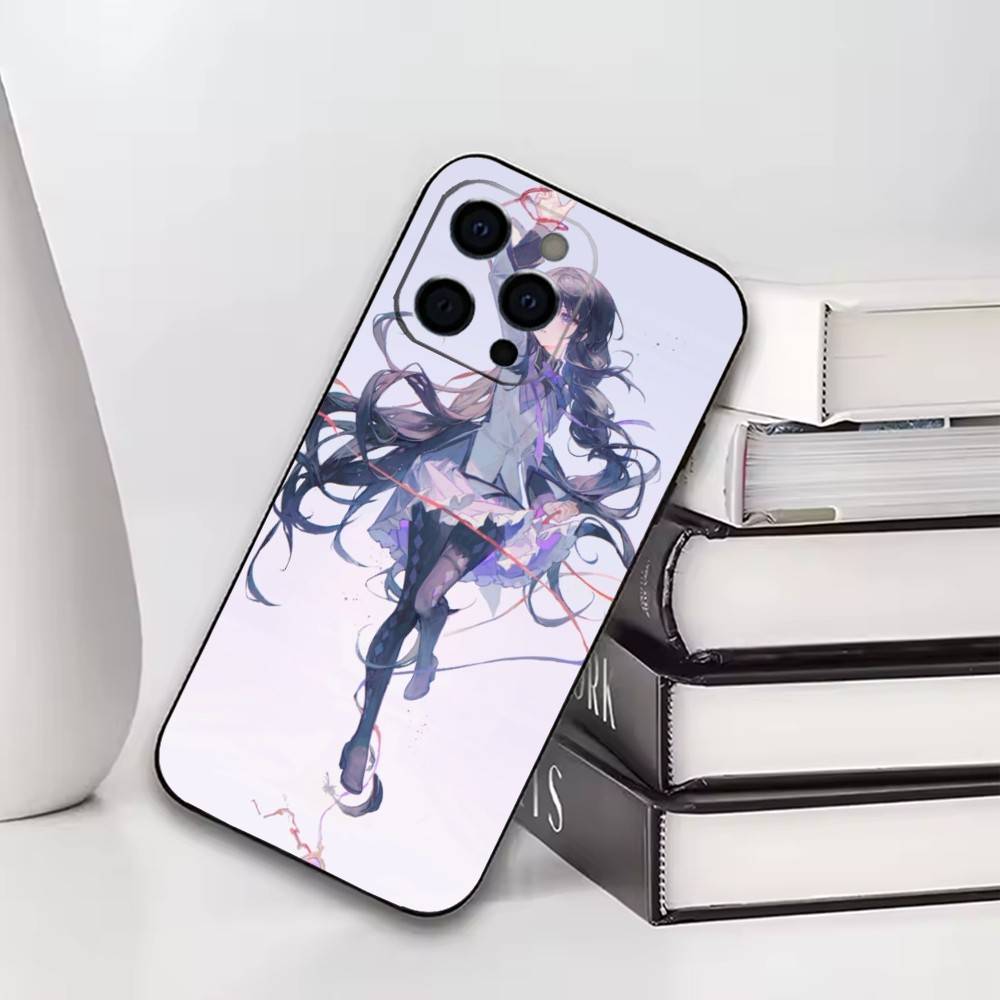 Puella Magi Madoka Magica Phone Case For iPhone17,16,15,14,13,12,11 Plus,Pro Soft Silicone Black Cover iPhone14ProMax