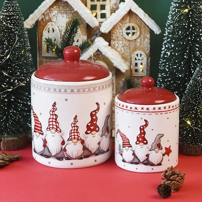 550/1300ml Christmas Storage Box Creative Sealed Ceramic Santa Claus Jar Grain Nut Candy Coffee Bean Dried Fruit Sugar Pot Gifts