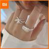 Original 925 Sterling Silver Stone Bow Rings For Women Counple Wedding Engagement Silver Women's Vintage Ring Fine Jewelry