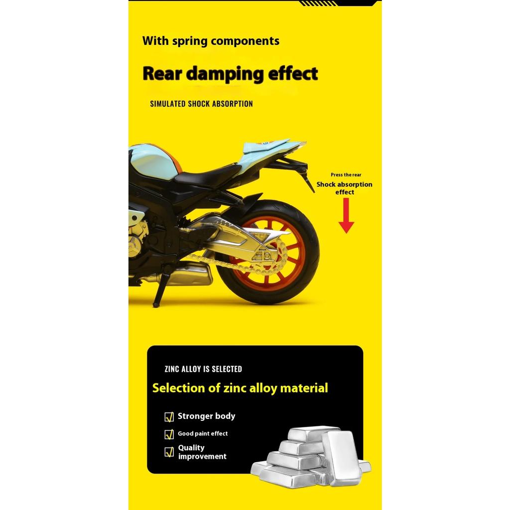 1/12 BMW S1000 RR Gulf Oil Edition Super Motorcycle Diecast Model Car Metal Alloy Ornament Collection & Hobby Birthday Gifts Boy