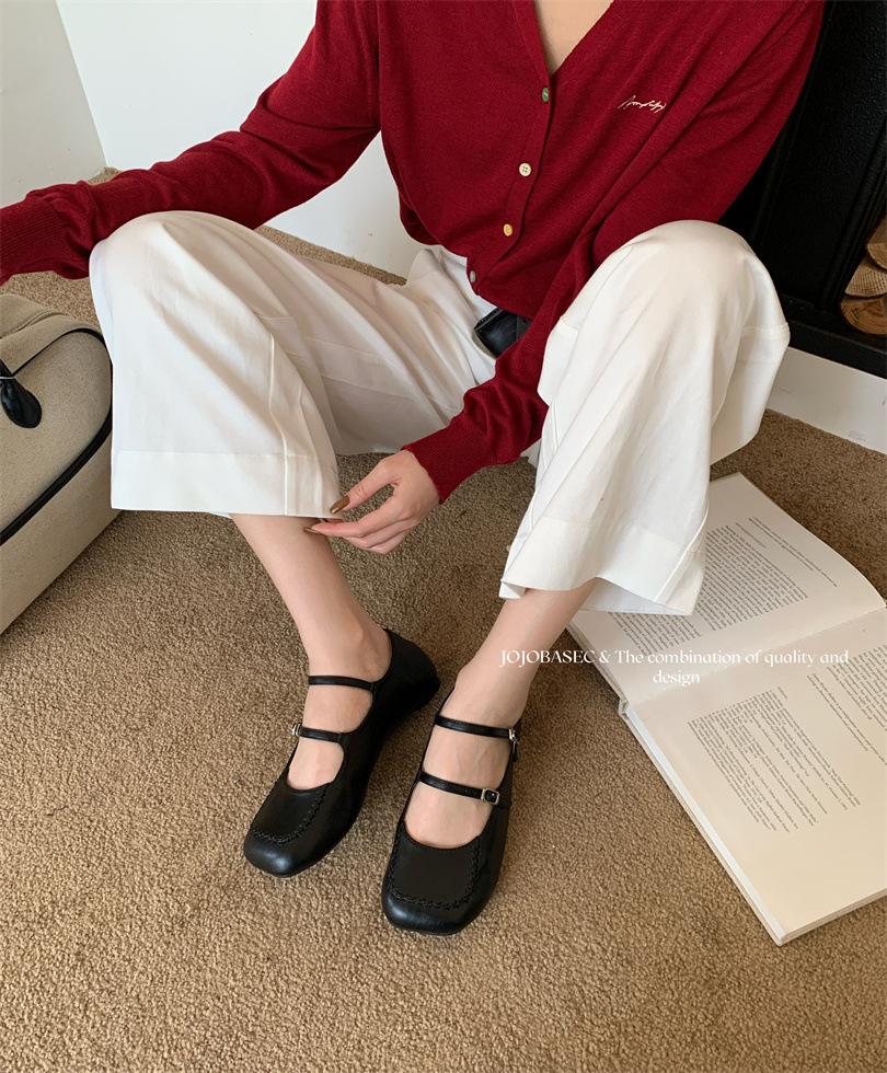 Flat single shoes women's grandma shoes 2025 new early spring shallow mouth Doudou shoes gentle wind with skirt Mary Jane shoes