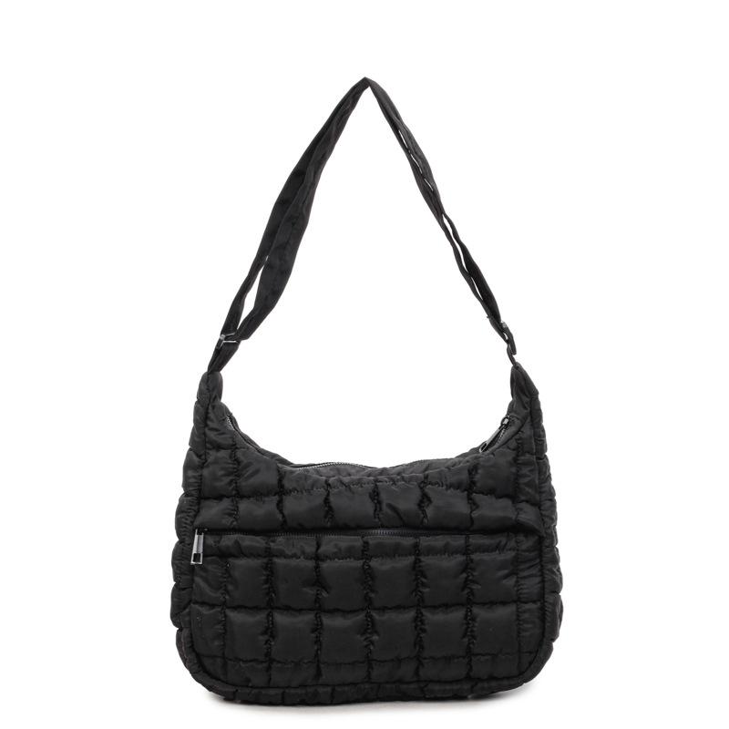 

New winter large capacity fashion commuter crossbody bag trendy rhombus design shoulder bag чёрный