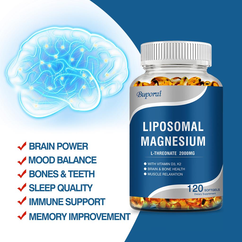 Magnesio L-treonato liposomiale - Supporto per cervello, cuore, ossa, muscoli e sonno