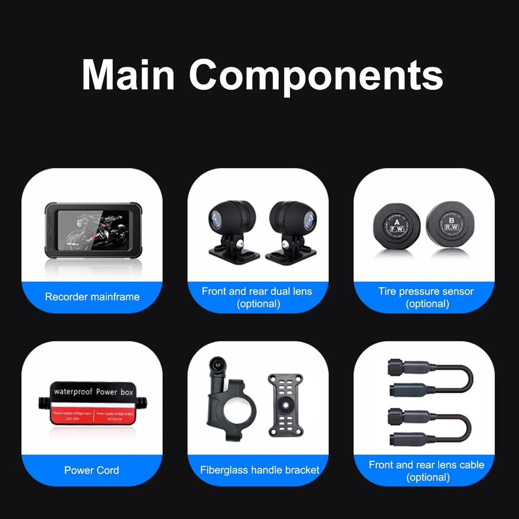 3-In-1 Motorbike Device: Dashcam+GPS Navigator+Wireless CarPlay, Supports Android Auto, Siri & Google Voice Assistant