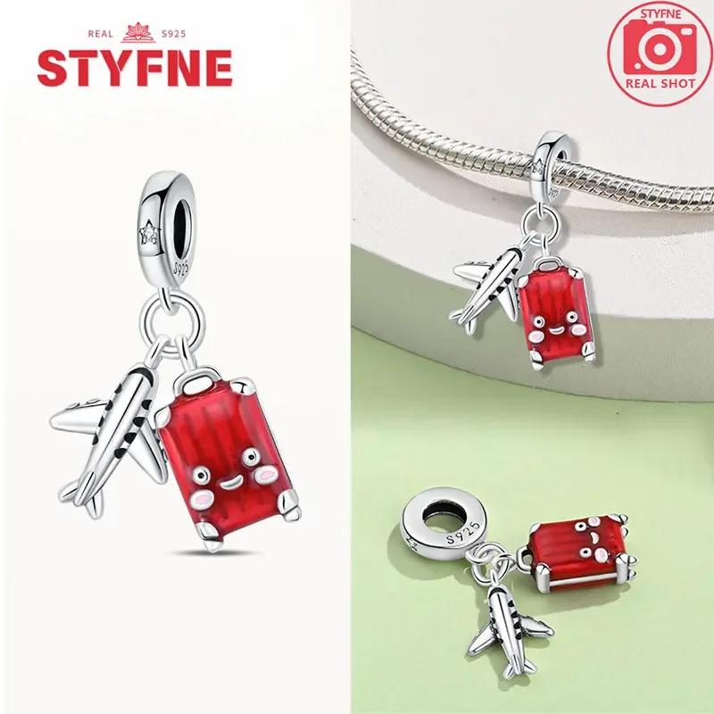 Coppercolorful Travel Luggage Charms Plane Beads Fitoriginal Bracelets Diy Fine Jewelry For Women Gifts