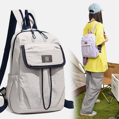 Wasserdichter Rucksack mit Fronttasche Nylon Unifarbe Lässiger Rucksack
