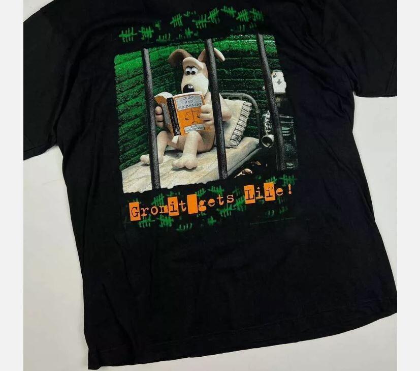 Wallace and Gromit 1989 Funny movie Black All Size Tee Shirt S