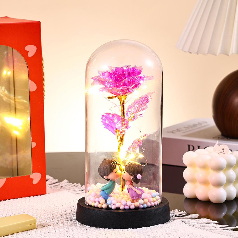 Gold Foil Rose Glass Cover Teachers' Day Gifts Creative Gifts Advanced Ornaments for Female Teachers