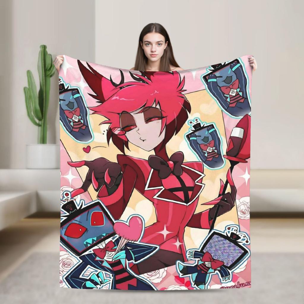 Cartoon H-Hazbin HotelS Flannel Blanket Winter  Warm Soft Bedding Throws for Child Home Decor Funny Bedspread Sofa Bed Cover