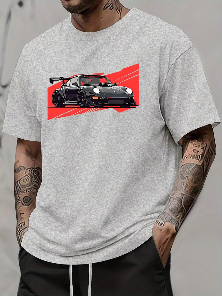 Dynamic Black Sports Car Print TShirt 100 Cotton ONeck Short Sleeve Summer Casual Mens Tshirt Streetwear