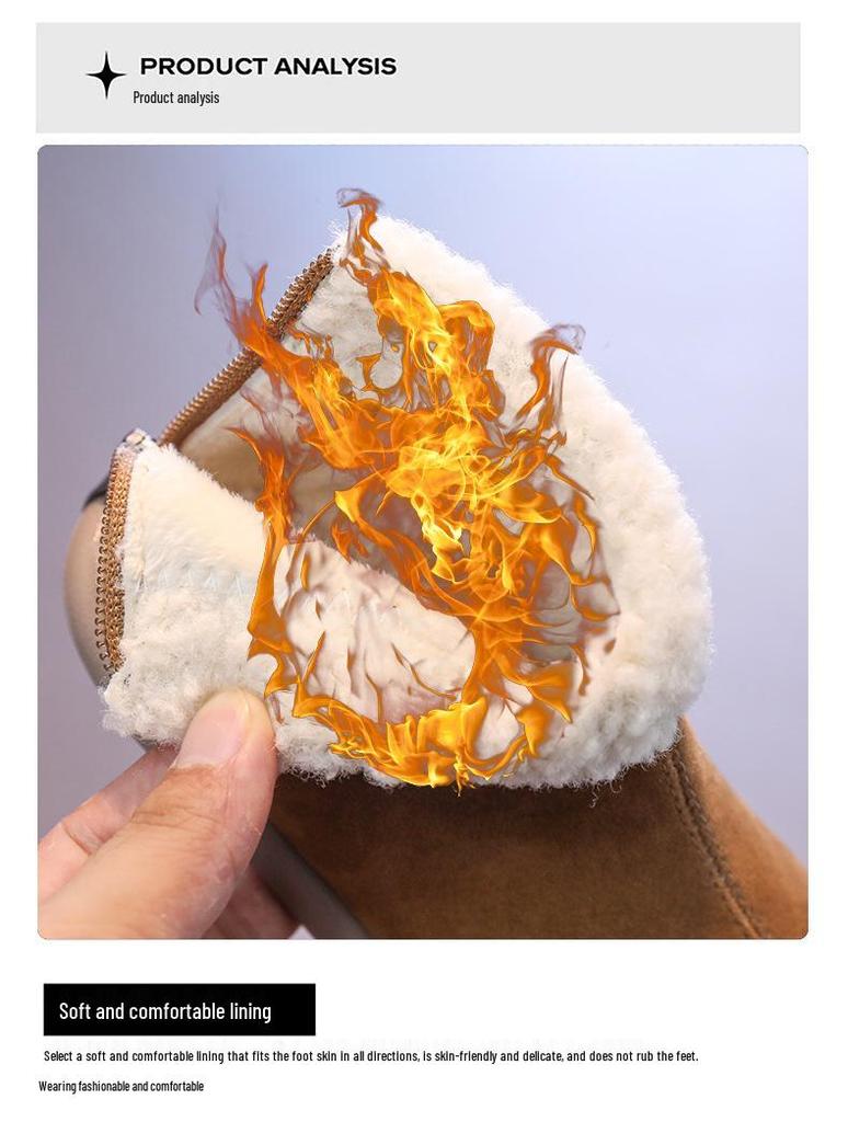 2025 Winter Girls' Thick Cotton Lambswool Boots - Warm, Short Martin Style for Mid-to-Large Children