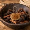Indoor Autumn Harvest Decoration Velvet Pumpkin Hanging Decor, Fall Ornaments with Caramel And Orange Decor Jute Rope, Thanksgiving Halloween