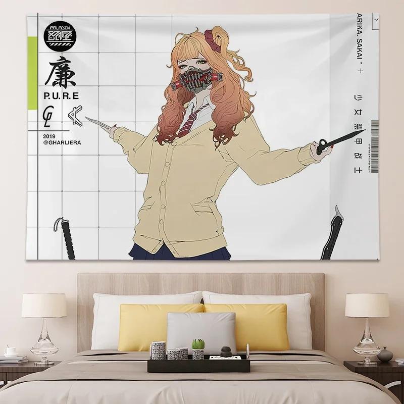 Japanese Teen Room Decoration Posters and Prints Kawaii Anime Large Tapestry Bedroom Wall Murals Customizable
