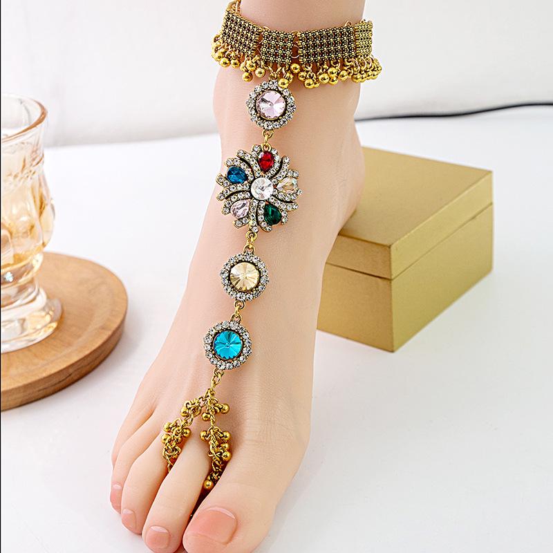Retro Ethnic Geometric Water Drop Anklet - Bohemian Style Round Foot Ornament