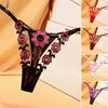 2 Pcs Women Thong Floral Embroidery See-through Lace Briefs