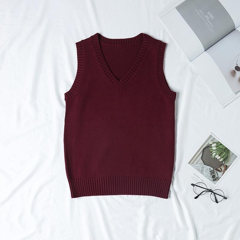 Autumn Winter V-neck Women Pullover Knitted Sweater Vest Solid Color Fashion Loose Casual Sleeveless Simple Office Tops Elegant Women Clothing