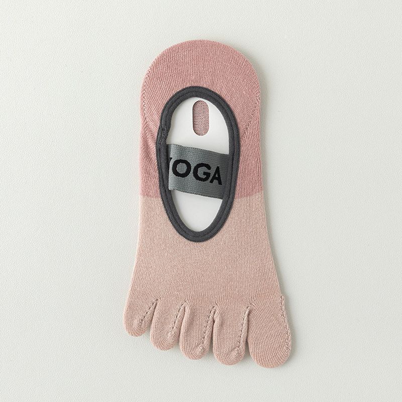 

Female Color Matching Five Finger Yoga Socks Pilates Indoor Fitness Sports Professional Silicone Anti-Skid Shock Absorption Mute Toe Socks