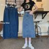Letnia Damska Spódnica Jeansowa A-Line z Wysokim Stanem, Średniej Długości, Duży Rozmiar, Styl Koreański, 2022.