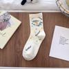 Women's Cute Puppy Mid-Calf Socks - Spring/Summer Academy Style with Japanese Cartoon Star Design - Korean Student Cotton Socks