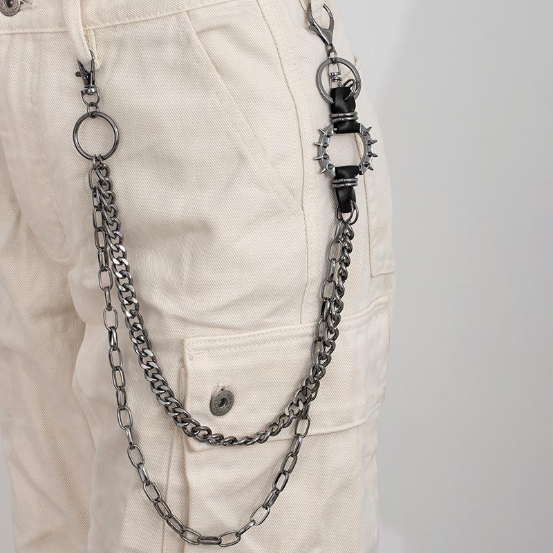 Modische Jeans-Kette mit Nieten Retro Cool Metall Punk Hüftkette Rock Hip Hop Persönlichkeits-Accessoires