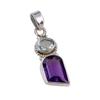 Natural Amethyst,Blue Topaz Gemstone 925 Sterling Silver Gift Pendant 1.50" L0A66