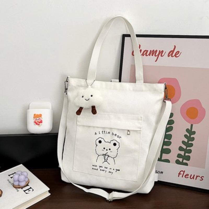 Simple autumn and winter new bag women's texture atmospheric canvas bag student class schoolbag cartoon handbag bag