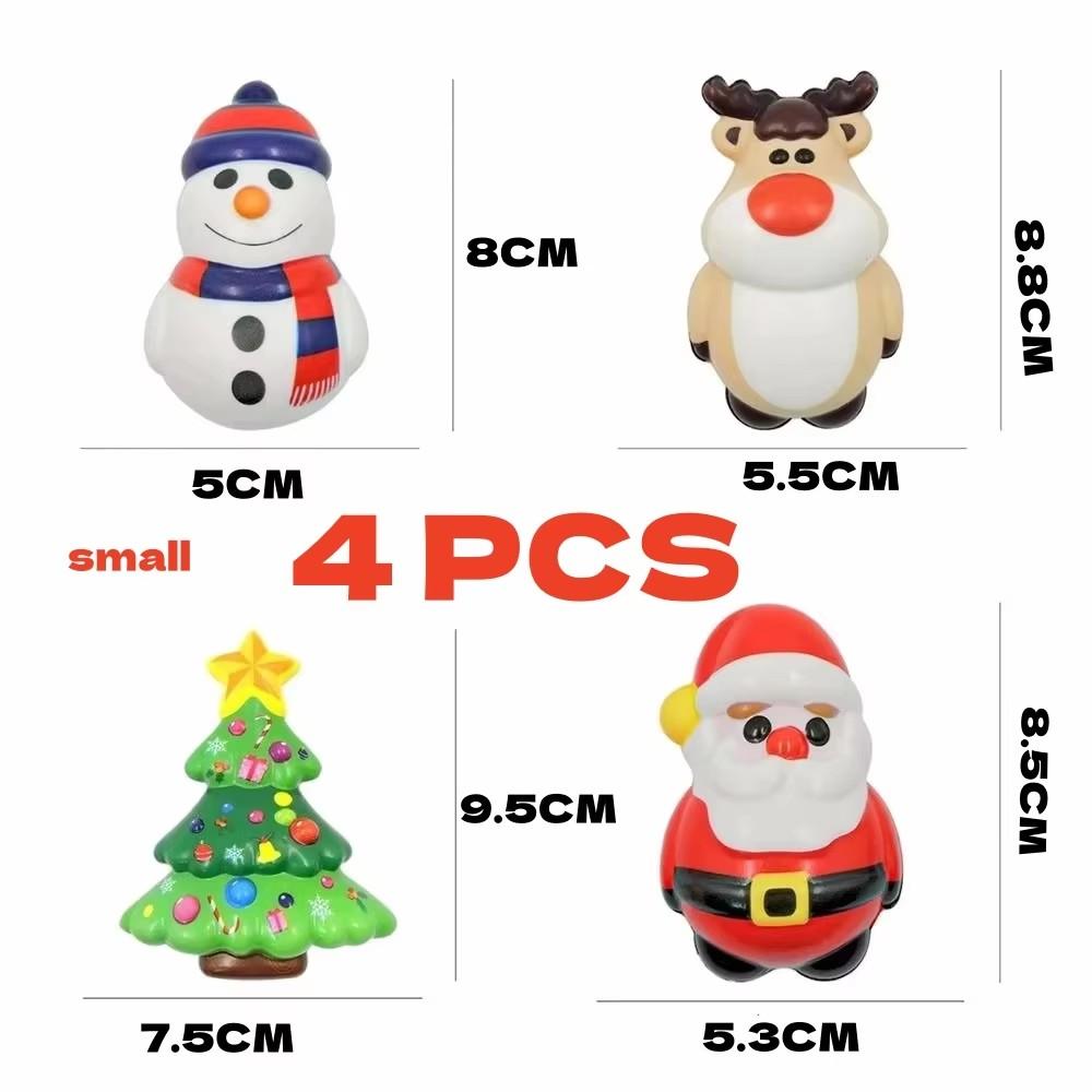 4 Pcs Christmas Slow Rebound Doll Pu Foam Toy Santa Claus Snowman Reindeer Christmas Tree Stress Relief Pinch Music