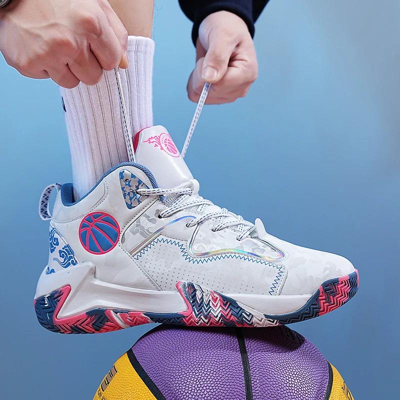 Modne męskie buty do koszykówki antypoślizgowe do treningu na boisku sportowym, sportowe, męskie, oddychające, do użytku na zewnątrz, oryginalne buty do koszykówki