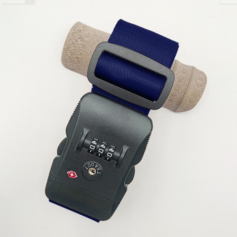 Solid Color Nylon Luggage Strap with Herringbone Pattern, Password Lock, and One-Word Handle