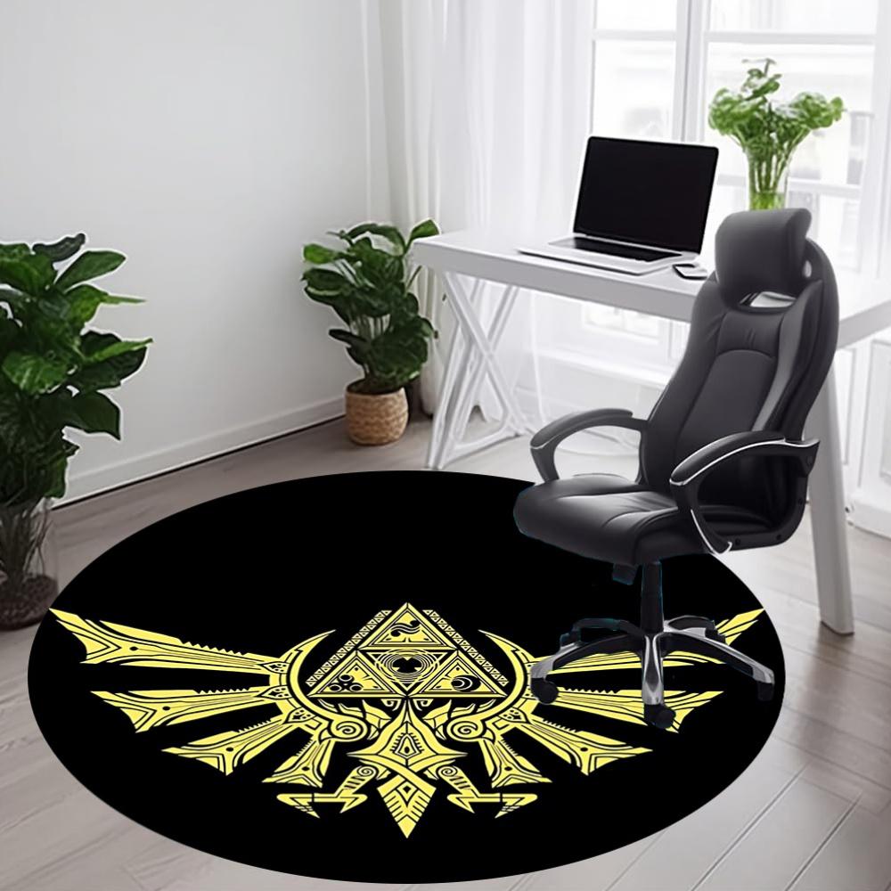 1PC Hyrule Crest Office Round Rug, Non-slip, Soft and Durable Office Rug for Interior Decoration, Perfect for Office, Beautiful Decoration
