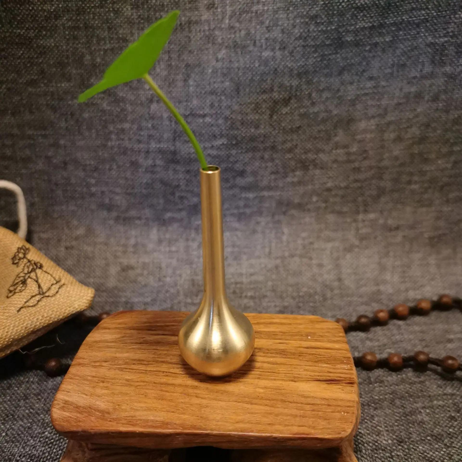 

1 шт. Міні ваза з чистої міді Золота Декоративна антикварна ваза для вітальні Унікальна ваза Китайська маленька декоративна ремесла Tafel Decoratie