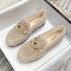 Women's Plush Flat Shoes Outdoor and Office Wear Chain Design Winter Warm Snow Boots